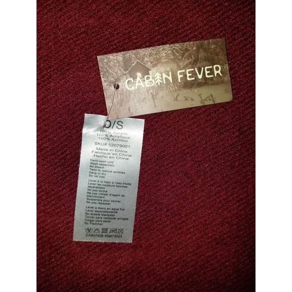 Cabin Fever Burgundy Shawl Poncho Wrap Scarf One Size  NWT - Picture 6 of 7